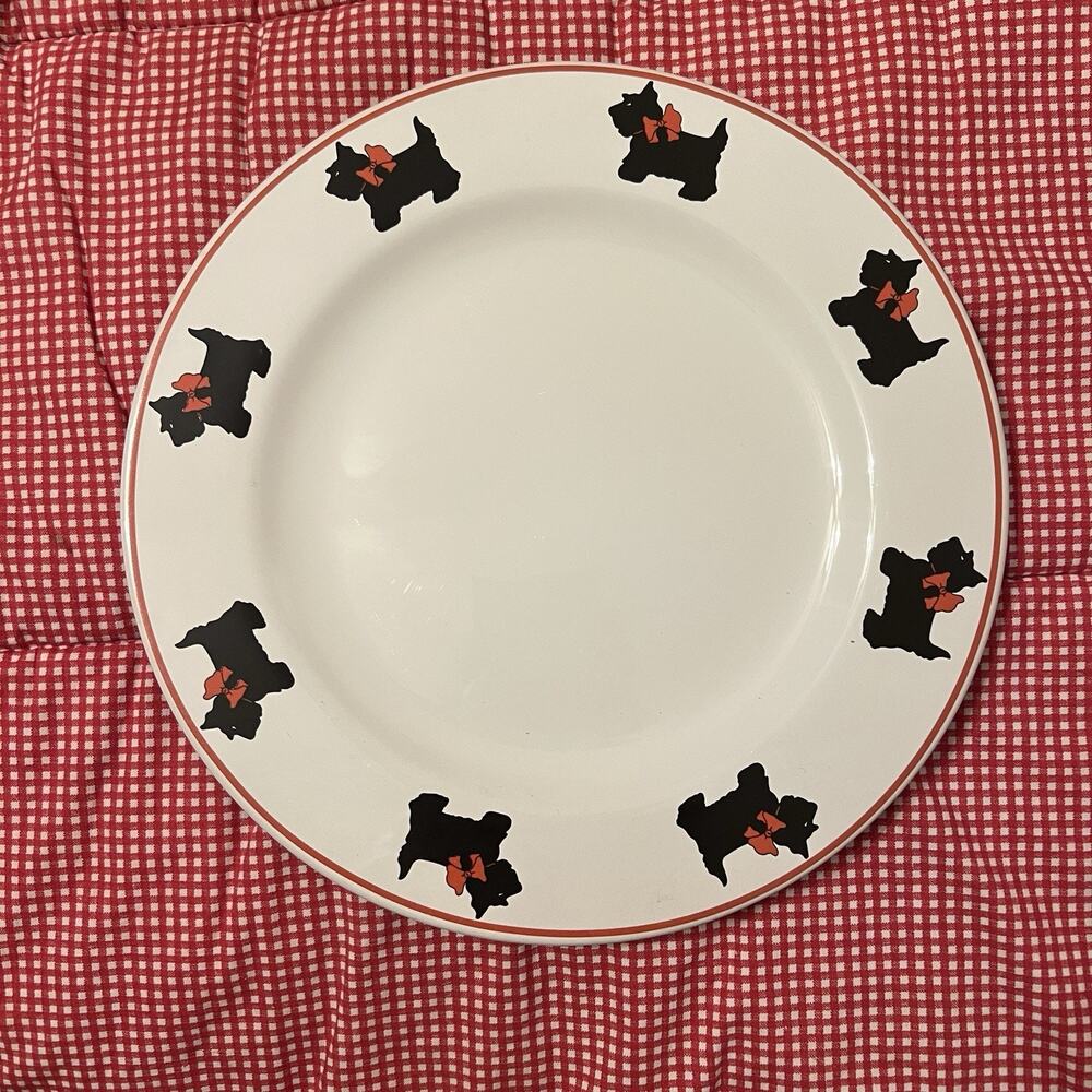 Cook Line Paris 11" Plate Scottish Terriier Scottie Dog Black Red Cream Party